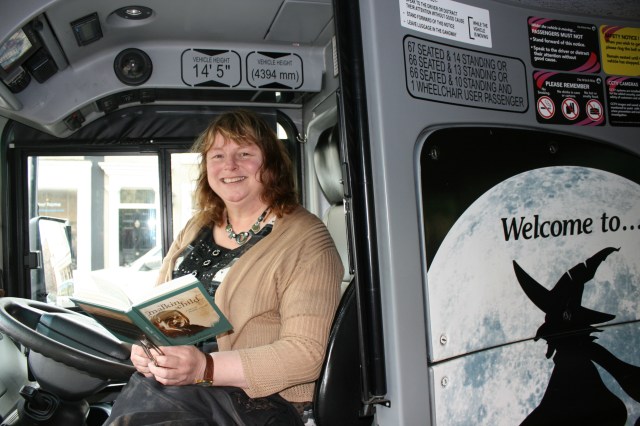 Driving Lesson: Livi Michael takes control of the Alice Nutter (Pic: Michell Scott/Transdev)