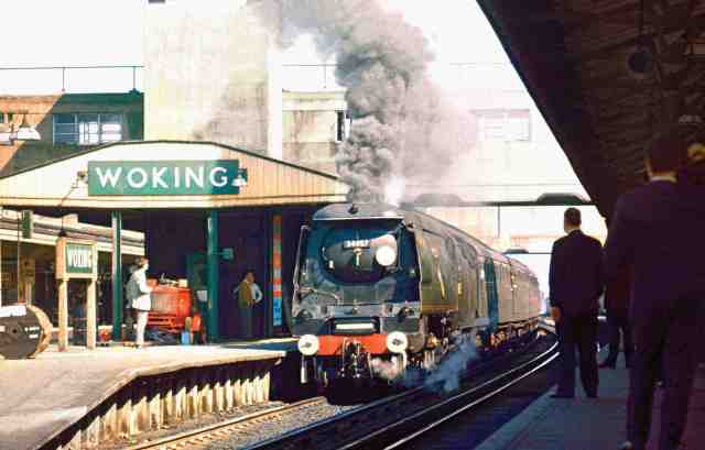 Woking Class Hero: Battle of Britain Class 34057 'Biggin Hill' exits Woking in September 1966 (Photo courtesy of Dave Salmon)
