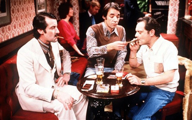 Halcyon Days: Boycie (John Challis), Trigger (Roger Lloyd Pack) and Del Trotter (David Jason). (Photo: BBC) 