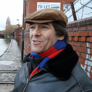 Pier Pressure: Mark Steel during his Wigan visit