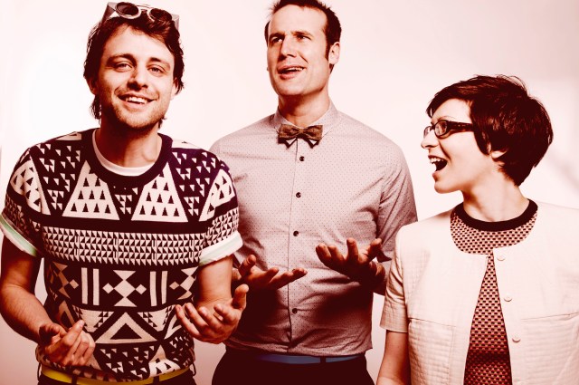 Geek Chic: From the left, Steve Mould, Matt Parker, Helen Arney (Photo: Idil Sukan/Draw HQ)