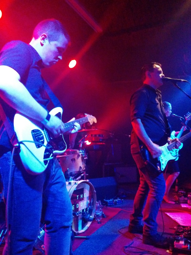 To The Bridge: The Trades Club in Hebden Bridge, with on-loan Sam, left, joining David, centre, on guitar