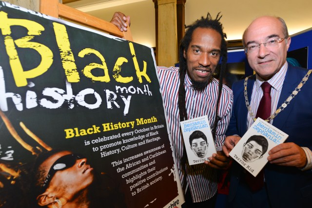 County Call: Benjamin Zephaniah with Lancashire County Council chairman Kevin Ellard (Photo: Denis Oates Photography)