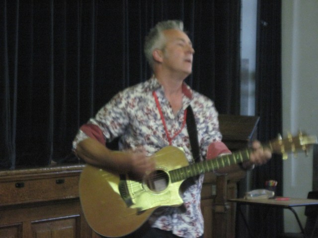 Strings Attached: John Dougherty wins over his young audience at Balshaw's High School (Photo: Catherine Sinclair)