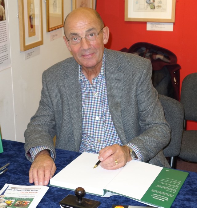 Write Idea: The author takes a breather between signing copies of his latest epic at Guildford Museum in November, 2014 (Photo: Geoff Burch)