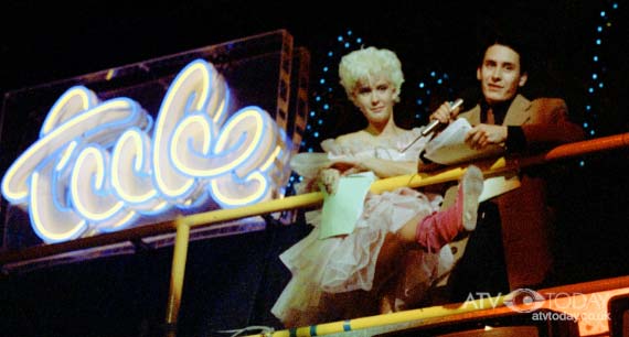 Tube Station: Paula Yates and Jools Holland on the set of Channel 4's The Tube 