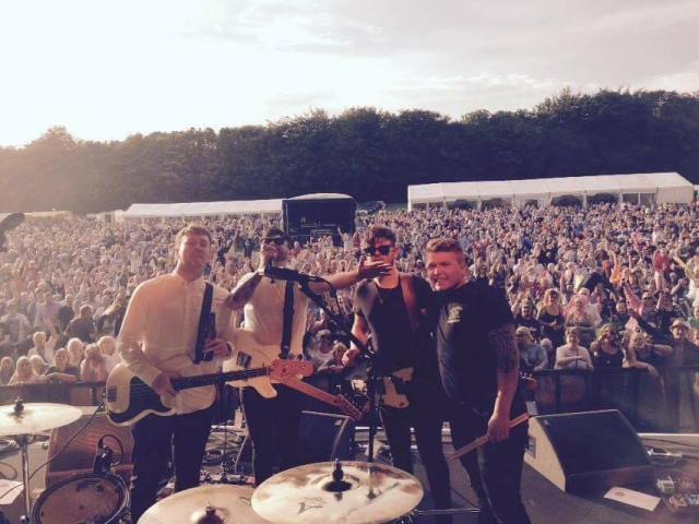 In Crowd: The star-struck New York Tourists pose with the audience at Hoghton Tower (Photo: New York Tourists/Adam McGrath Photography)