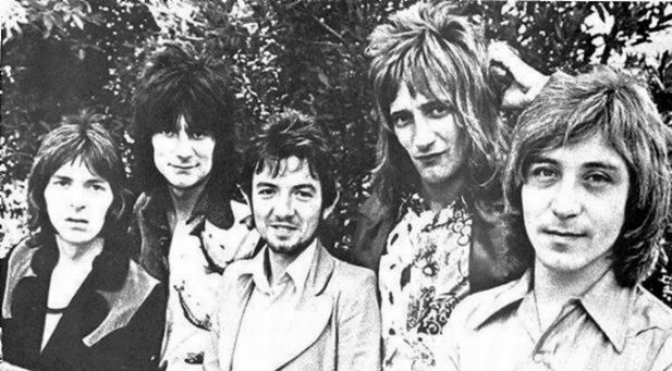 Eyes Open: From the left - the distinctive, distinguished Ian McLagen, Ron Wood, Ronnie Lane, Rod Stewart, Kenney Jones (Photo copyright: Tom Wright) 