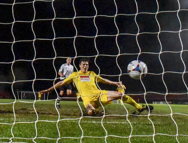 Tyneside Toking: Matt Robinson converts Jake Caprice's fine cross at the International Stadium, for our fourth goal in a 5-1 pre-Christmas cracker against Gateshead (Photo: David Holmes)