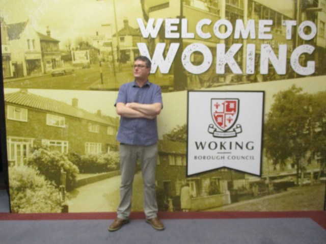 Town Identity: The blogger, part of the exhibition reception committee (Photo: Richard Houghton)