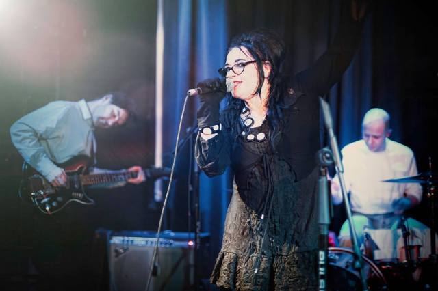 Passing Glance: Rose McDowall in action with her band at The Continental in Preston (Photo copyright: John Middleham)