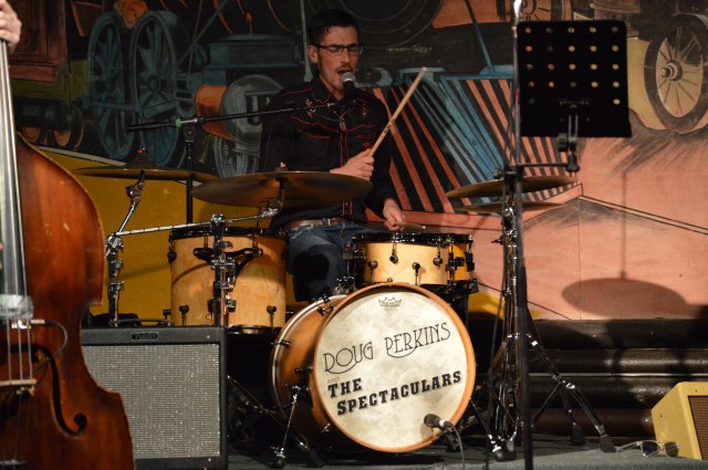 Drum Major: Jose (Slim) gives it some stick with the Spectaculars (Photo: Rachael Foster)
