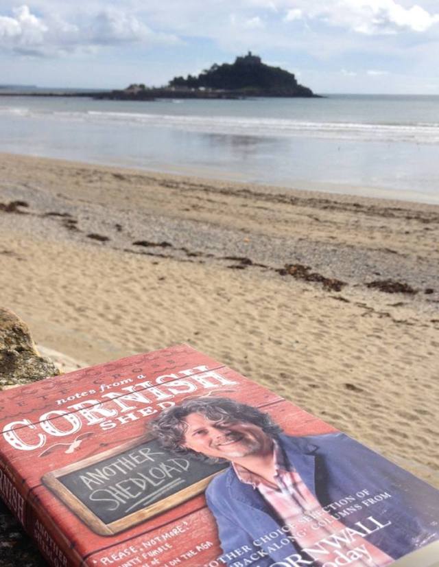 Bay Watch: Pete's latest volume of Backalong columns has even been spotted in Mount's Bay (Photo: Pete Cross)