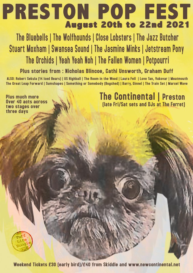 Coming Soon:  A cover starring role for Rico's Coco on the Preston Pop fest bill, neatly designed by The Great Leap Forward's Simon Williams